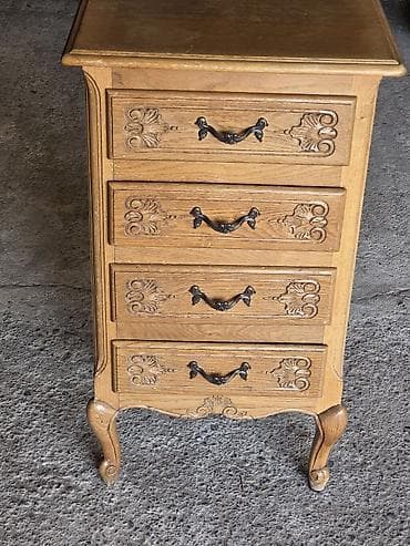 ratan bambus namestaj: Komoda sa 4 fioke – rustični/vintage stil - Materijal: masivno drvo — 4