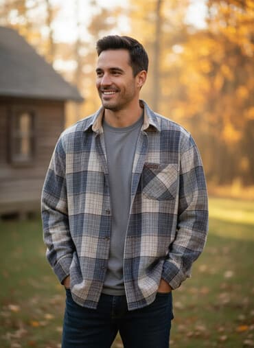 pantalone karirane: Muška karirana košulja, veličina XXL. - Model: dug rukav, klasično — 1