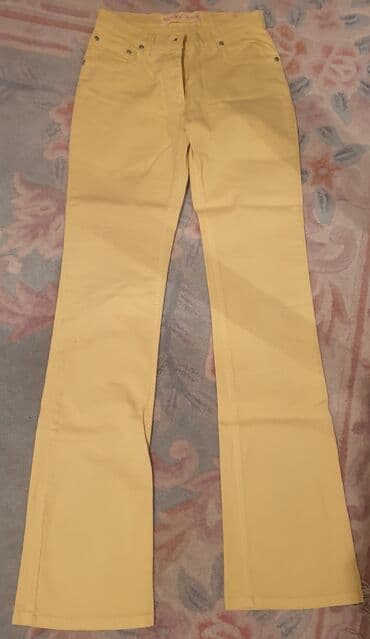 džeparice pantalone: SASIO jeans zute farmerke ravan model, blago se sire od kolena. XS — 3