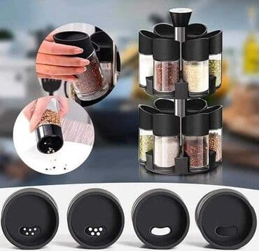 stalak za začine: Stalak za zacine Rotijajuci stalak za zacine staklene tegle Set za — 2