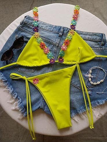 Kupaći kostimi: Ženski bikini set – neon žuto - Model: dvodelni bikini sa trouglastim — 5