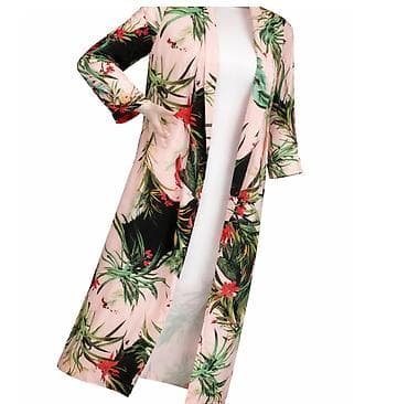 Ženska obuća: Dugi kimono s tropskim printom - Model: lagani, lepršavi kimono do — 5