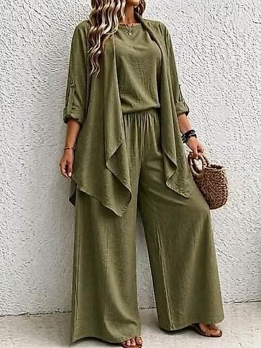 Trodelni komplet za punije dame,široke pantalone, bluzica, lagani