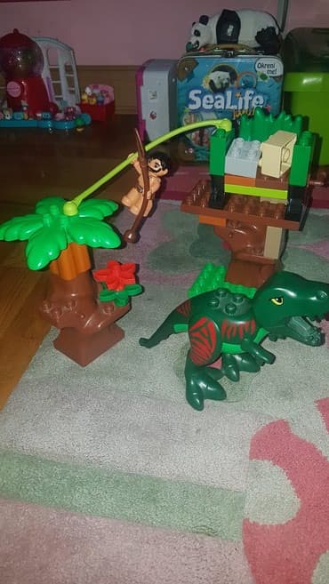 igracka traktor sa prikolicom: Lego duplo set 5597 .na zadnjoj slici su tri seta i 5596. dinosaurus — 3