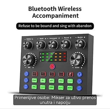 Bluetooth bežični audio kontroler/mikser za live prenos, snimanje i