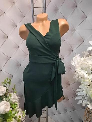 deichmann papuce na stiklu: Elegantna ženska haljina bez rukava, sa asimetričnim preklopom i — 3