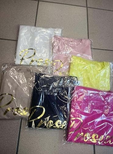 Women's T-shirts and tops: Majice sa natpisima trendi basic modeli. Sira majica sa okruglim — 10