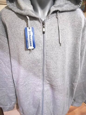 pantalone za punije: Novi muski duks sa kapuljacom u velikom broju 6XL Sivi Vopse Debeli — 4