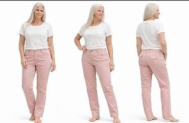 Ženske pantalone u puder‑roze boji - Klasican kroj ravnih nogavica