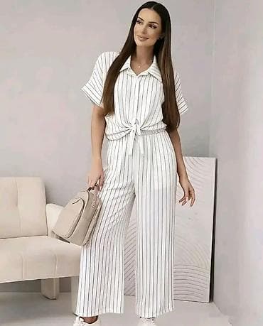 prugasti kompleti: Damski komplet – košulja i pantalone na pruge - Dvodijelni set — 3