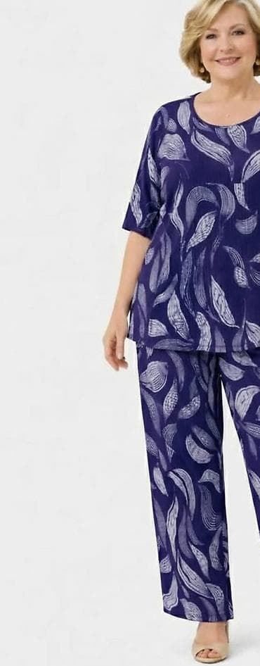 bure pantalone: Komplet (bluza + pantalone) sa printom. - Kratkorukavna bluza ravnog — 5