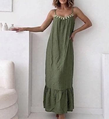 boho stil haljine: Haljina na tanke bretele. - Kroj: ravna,lepršava silueta do članaka — 3