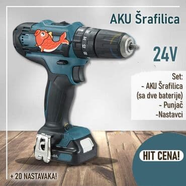 Cordless Power Tools: Srafilica 24v sa setom dodataka u koferu Cena 4490 din Snaga: 24V — 1