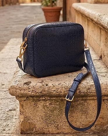 armani torba: Ženska crossbody torba u tamnoplavoj boji sa teksturom krokodilske — 1