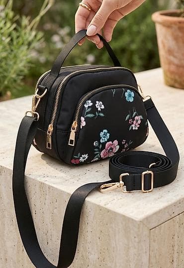 kais za torbe: Mini torba sa cvetnim printom - Materijal: glatka tkanina — 1