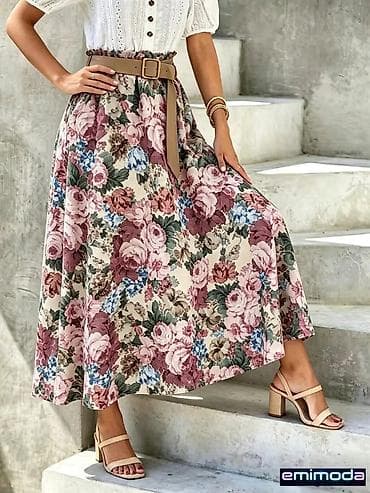 bluze ispod sakoa: Duga cvetna suknja A‑kroja - Elegantna, lepršava maxi dužina sa — 3