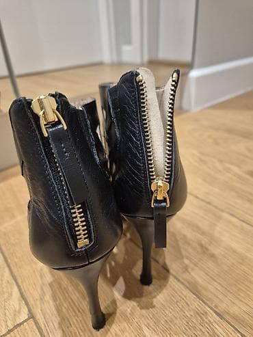 philipp plein leather jacket: Nine West crne sandale na štiklu - Dizajn: elegantne sandale sa — 5