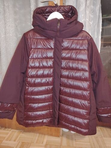 canda jakne: Ženska zimska jakna, bordo boje, sa kombinacijom materijala: - Prednji — 1