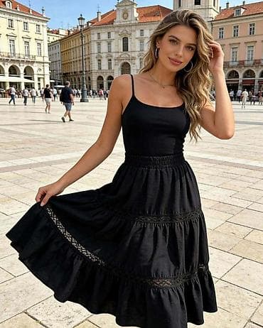 bozicni dzemperi c a: Suknja sa volanima i čipkanim detaljima midi dužina A kroj,višeslojni — 1