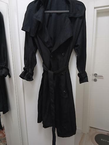 elipsa mantili: Crni ženski trenč mantil, klasičnog kroja: - Dužina ispod kolena - — 1