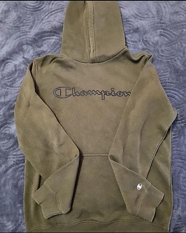 Coats and trench coats: Sweatshirt, M, Champion, color - Khaki, With a hood — 1