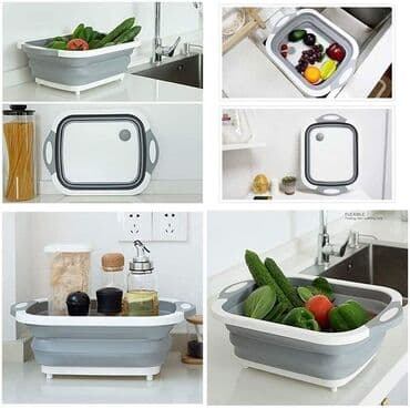 montažni ormar: 3u1 Korpa za odlaganje i pranje povrca + daska Multifunkcionalna — 8