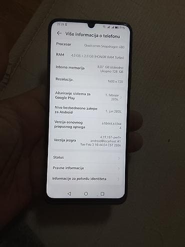 prodaja telefona jagodina: Honor (model CMA-LX1) smartphone - Ekran: 6.5" HD+ rezolucije 1600 × — 6