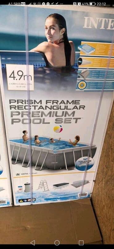 Sve za vikendicu i baštu: Intex Prism Frame Rectangular Premium Pool Set, dimenzija 4.88m x — 1