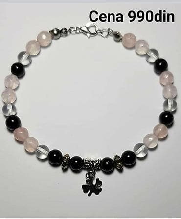 Ručno radjene, narukvice sa energetskim kristalima Roze kvarc-