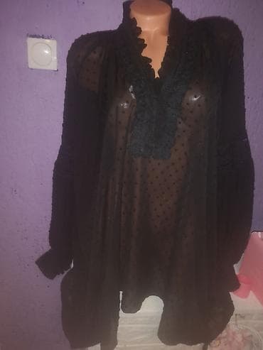 Ženska providna crna tunika crne boje, veličina 2 XL, 3Xl. Široka je