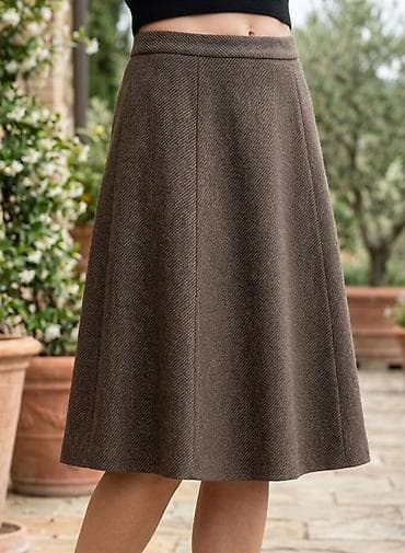 Braon A-kroja suknja do kolena - Klasičan A kroj koji lepo prati