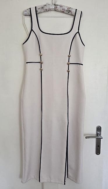Men's Footwear: ZARA haljina bez rukava, midi dužine, elegantne krem boje sa — 3