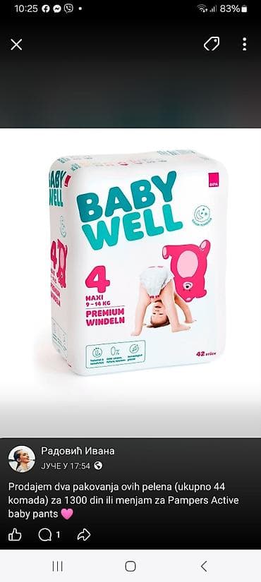 jeftina decija garderoba online: BabyWell Premium Windeln – pelene, veličina 4 (Maxi, 9–14 kg).Prodajem — 1