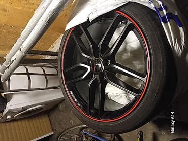 felne cena: Alu felna sa gumom – sportski dizajn, crna mat sa crvenim prstenom — 8