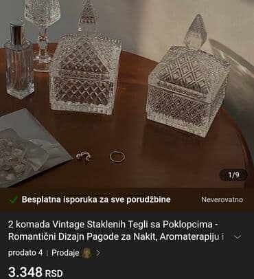vatrostalne posude sa poklopcem akcija: Bombonijera vintaz,nova pun rad staklena. Bombonijera,posuda za — 3