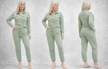 Ženska obuća: Ženski komplet – trenerka sa crop jaknicom, pastelno zelena Obučena — 3