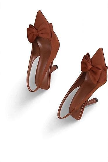 nike tn polovne: Elegantne ženske slingback cipele na štiklu u toploj braon boji. Model — 1