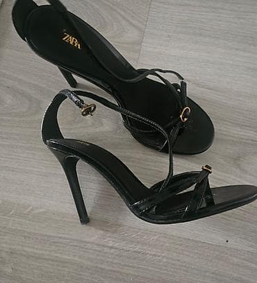 sandale sa nitnama: ZARA ženske sandale na štiklu - Model: elegantne crne sandale sa — 2