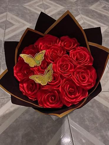 materijal za vez: Buket ruža od satena – ručno izrađene večno‑trajne ruže - Materijal — 7