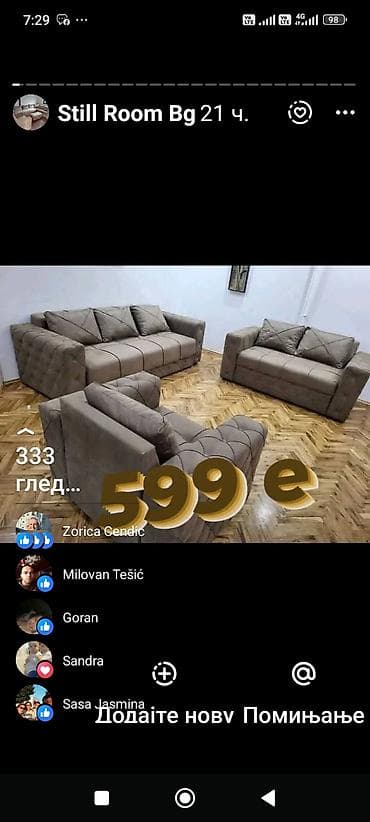 Garniture za dnevnu sobu – više modela - Trosed + dvosed + fotelja