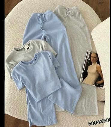 Donji delovi trenerke: Damski komplet za ležerno nošenje – majica kratkih rukava + široke — 1