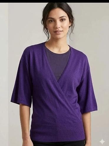 Ženska majica/džemper na preklop – ljubičasta - Model: V-izrez sa
