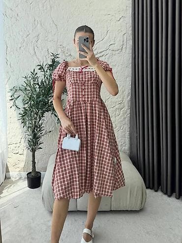 crvena karirana suknja: ELEGANTNA KARIRANA HALJINA SA ČIPKOM – RETRO & COTTAGECORE STIL — 2