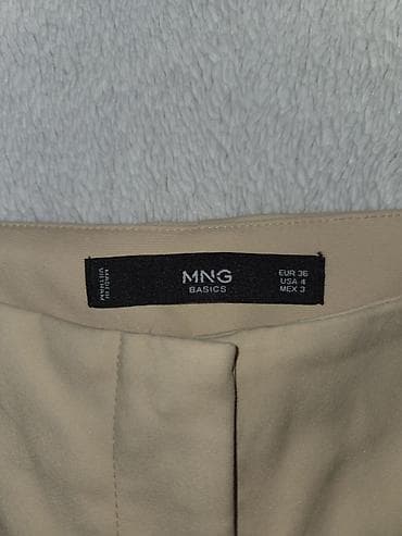 krem pantalone muske: MNG Basics ženske pantalone – bež - Model: ravne nogavice sa blagim — 3