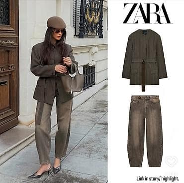 p. s prsluci: ZARA ženski blejzer sa kaišem – pepito pruge, bez revera - Model — 3