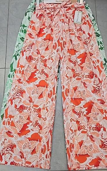 forma ideale beograd extra centar: Široke sarene pantalone sa tropskim printom sa elastičnim pojasem sa — 2