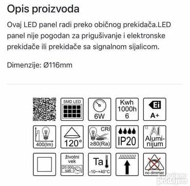 sto za sminkanje sa led sijalicama: Plafonjera, bоја - Srebrna, Novo — 3