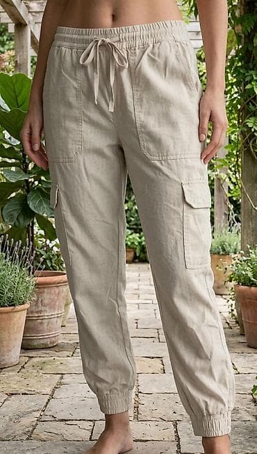 Ženske cargo jogger pantalone – bež - Lagan, prozračan materijal