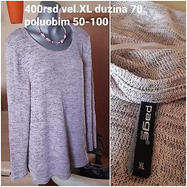 Women's Footwear: Džemper/tunika Page One, veličina XL. - Boja: svetlosiva melirana - — 1