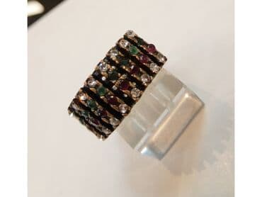 bvlgari prsten: Prsten sa žadom, cirkonom i češkim granatom Galvanizovan Obim — 3